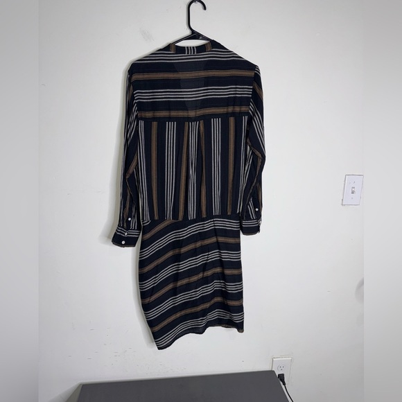 Veronica Beard Ruched Emory Striped Shirt Dress - Picture 4 of 10